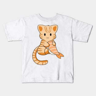 Orange Tabby Cat with Prawn Sushi Kids T-Shirt